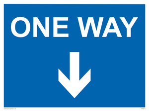 One way with down directional arrow