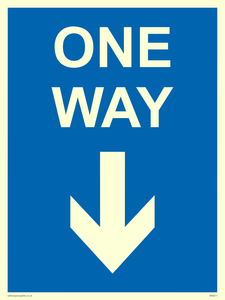 One way with down directional arrow