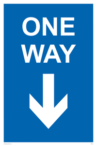 One way with down directional arrow