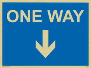 One way with down directional arrow