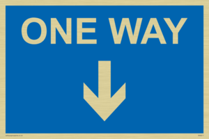 One way with down directional arrow