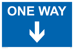 One way with down directional arrow sign 