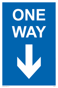 One way with down directional arrow