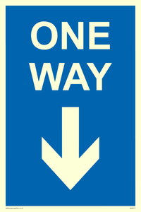 One way with down directional arrow