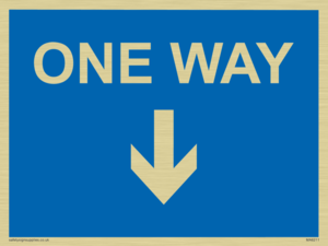 One way with down directional arrow