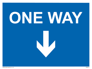 One way with down directional arrow sign 