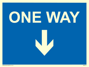 One way with down directional arrow