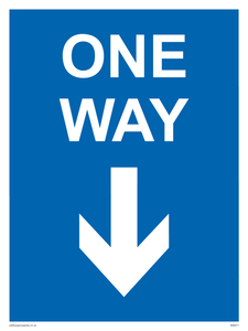 One way with down directional arrow