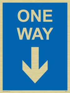 One way with down directional arrow