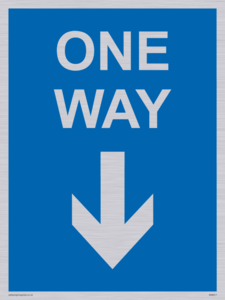 One way with down directional arrow