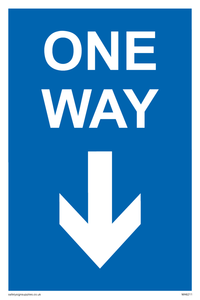 One way with down directional arrow
