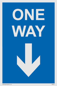 One way with down directional arrow