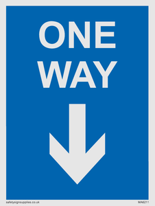 One way with down directional arrow