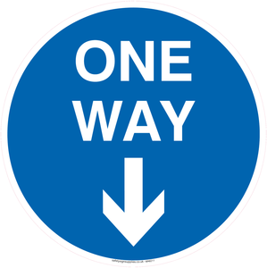 One way with down directional arrow