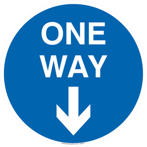 One way with down directional arrow