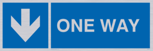 One way with down directional arrow