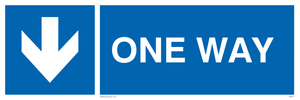 One way with down directional arrow sign 
