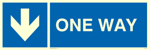 One way with down directional arrow