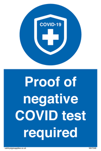 Proof of negative COVID test required