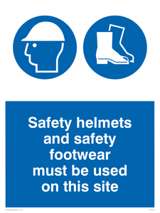 Safety boots hard hat on site