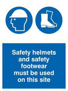 Safety boots hard hat on site