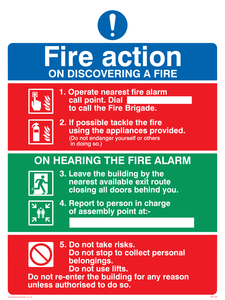 Pictorial fire action (lifts)