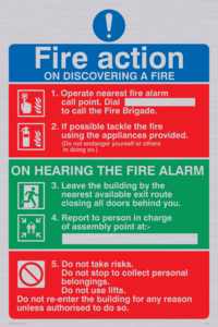 Pictorial fire action (lifts)