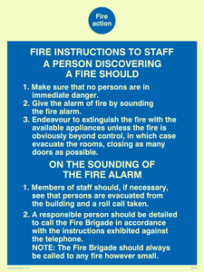 fire action fire instructions to staff