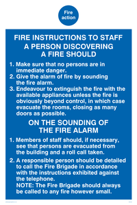 fire action fire instructions to staff
