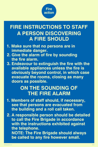 fire action fire instructions to staff
