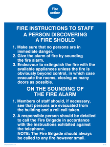 fire action fire instructions to staff