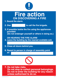 Fire Action Notice sign 