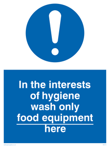 Wash only food equipment here