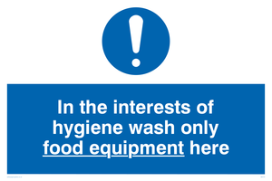 Wash only food equipment here