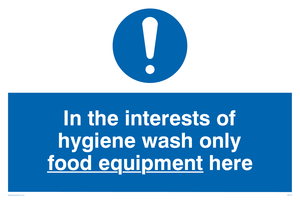 Wash only food equipment here