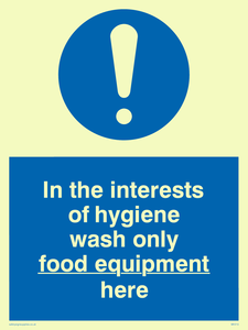 Wash only food equipment here