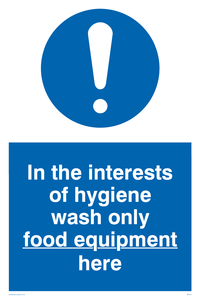 Wash only food equipment here