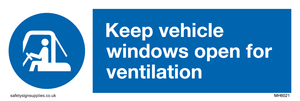 Keep vehicle windows open for ventilation sign 