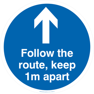 Follow the route, keep 1m apart