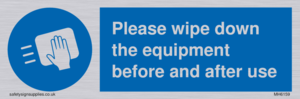 Please wipe down the equipment before and after use