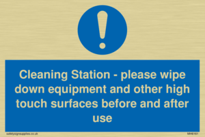 Cleaning Station - please wipe down equipment and other high touch surfaces before and after use