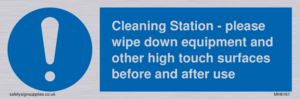 Cleaning Station - please wipe down equipment and other high touch surfaces before and after use