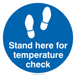 Stand here for a temperature check - floor graphic