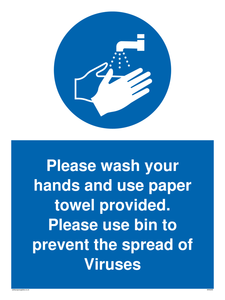 Please wash your hands and use the paper towel provided. 