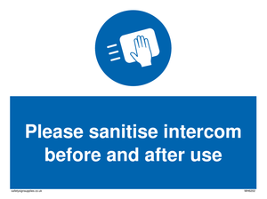 Please sanitise intercom before and after use
