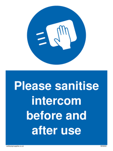 Please sanitise intercom before and after use sign 