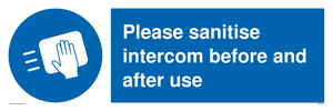 Please sanitise intercom before and after use