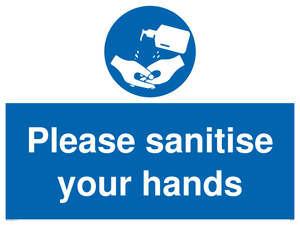 Please sanitise your hands sign 