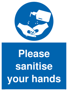 Please sanitise your hands sign 