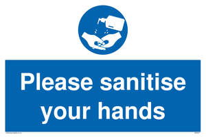 Please sanitise your hands sign 